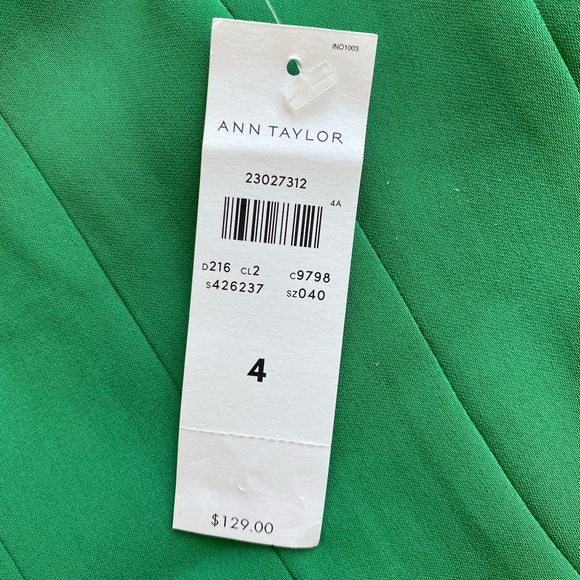Ann Taylor Sleeveless Solid Green Cross Back Dress, NWT - Picture 4 of 9